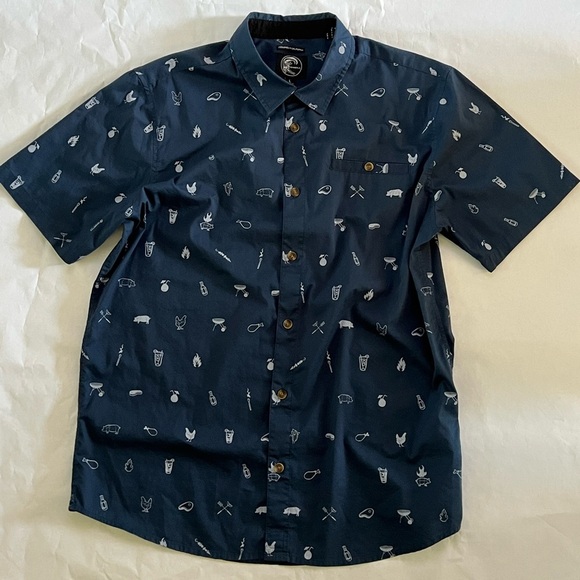 O’Neill Surf Shirt - BBQ Print - Large - Navy - Picture 1 of 4